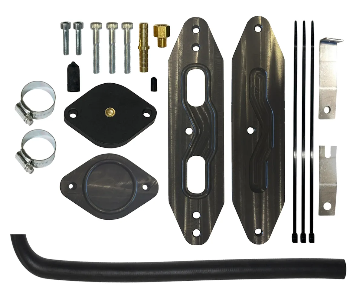 Cooler Upgrade 11-15 6.7L Powerstroke with Coolant Re-Route Hose for Factory Pyro, w/Pass Through plate